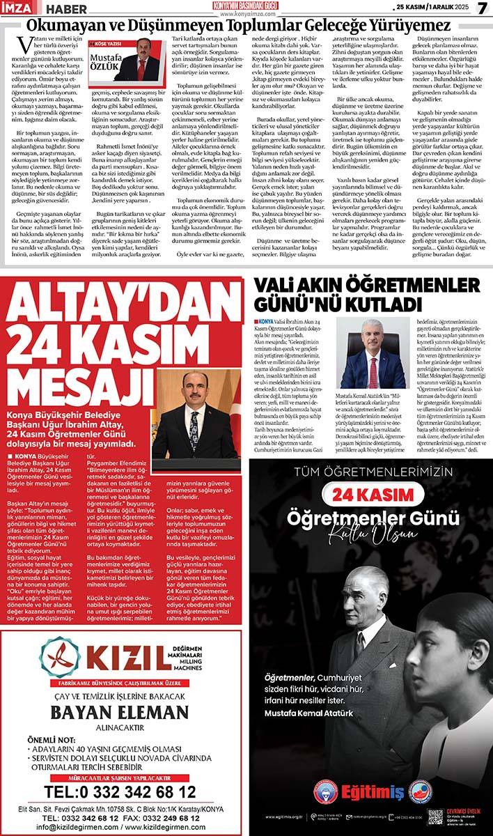 Konya İmza E-GAZETE (25 Kasım / 1 Aralık 2025) 7